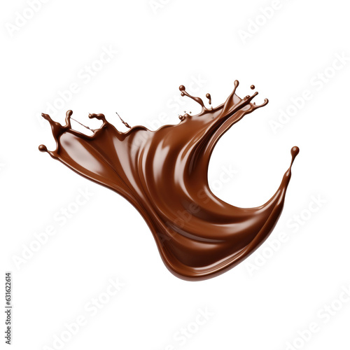 Chocolate splash isolated on transparent background. Generative ai