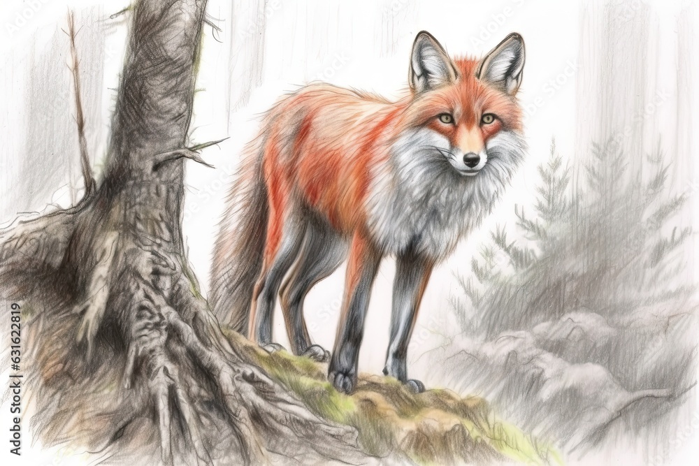 Obraz premium Sleek Fox with Fiery Red Fur: A Cunning and Agile Forest Guardian, generative AI