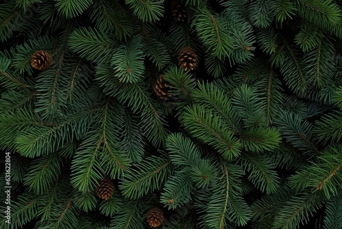 Merry Christmas background. Fir tree brunch Background. Generative ai