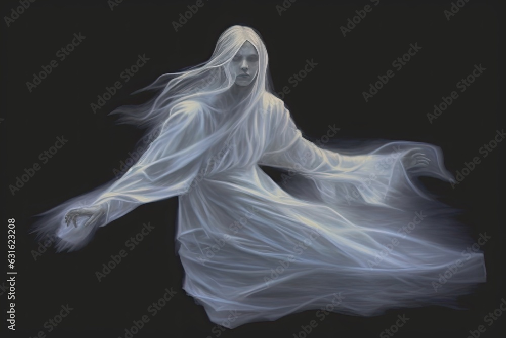 Ethereal Ghostly Figure: Translucent White, Gracefully Floating- Haunting Beauty, generative AI Ethereal Ghostly Figure: Translucent White, Gracefully Floating- Haunting Beauty, generative AI