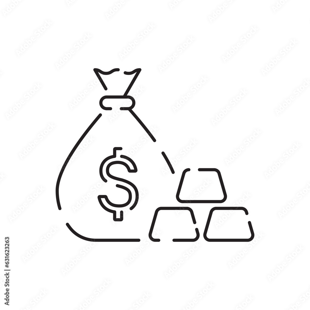 Gold bullion line icon. Included icon as golden, mine, gold bar, price, asset, wealth and more Gold bullion line icon. Included icon as golden, mine, gold bar, price, asset, wealth and more