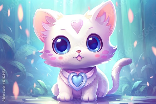Kawaii Drawings: Playful Expressions and Super Cute Kittens with Big Eyes in Pastel Colors, generative AI