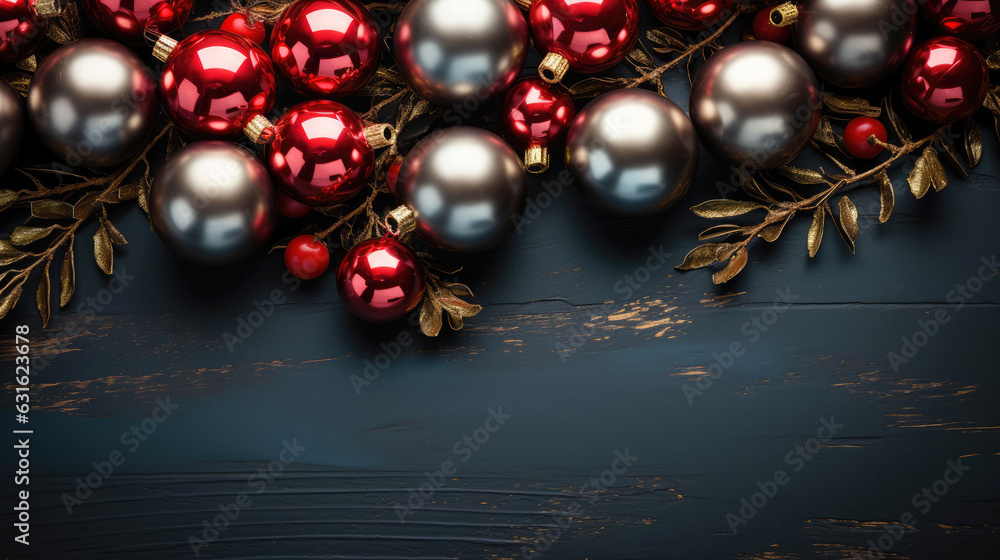 Christmas decoration and happy New Year background with copy space. Generative ai Christmas decoration and happy New Year background with copy space. Generative ai