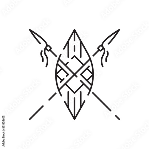 Safari line icon. Wildlife African silhouettes with African wild animals in different habitats. Safari park tour tourists. African Culture Icons