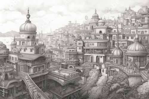 Intricate Pencil Sketches: Bringing Urban Landscapes to Life with Detailed Lines, generative AI