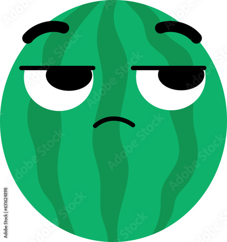 Watermelon Face Looking Right Mistrust