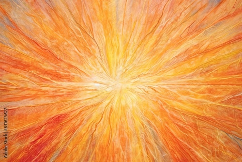 Warm Orange and Yellow Glowing Sunburst: A Radiating Light and Energy Drawing, generative AI