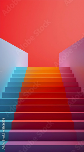 Colorful stairway isolated on gradient colorful