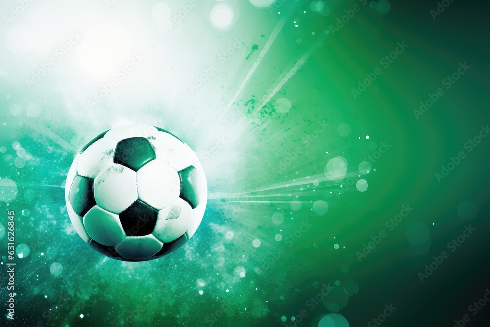 Naklejka premium Soccer ball on bright colorful background