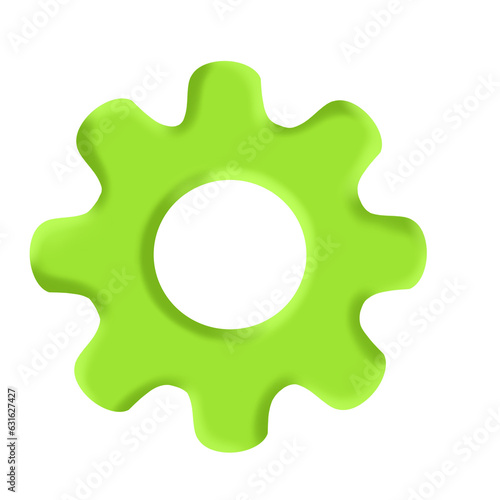 Green gears circle icon for digital element or media social