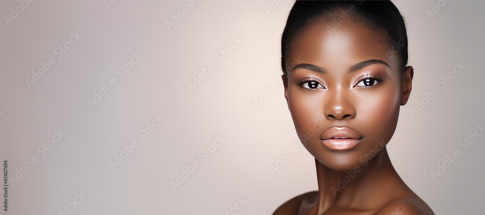 Closeup portrait of a beautiful young pretty black girl with healthy clean skin. Skin care concept with space for copy Closeup portrait of a beautiful young pretty black girl with healthy clean skin. Skin care concept with space for copy