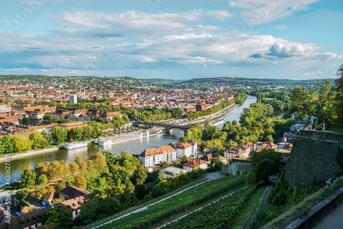 Amazing aerial view (like in a fairy tale) from Marienberg fort tof Wurzburg