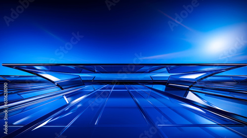 Fototapeta Naklejka Na Ścianę i Meble -  Blue Digital Background with Geometric Shapes and Dynamic Lines A Modern and Futuristic Design Template for Illustration and Wallpaper AI Generative