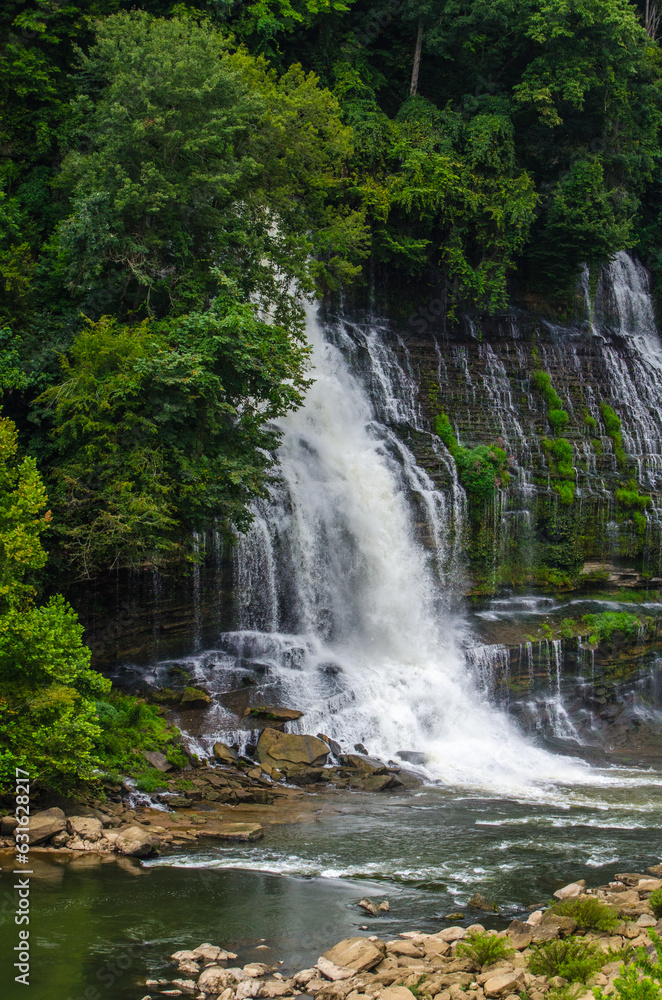 Twin falls in Caney Fork River Gorge in Rock Island State Park in Tennessee Twin falls in Caney Fork River Gorge in Rock Island State Park in Tennessee
