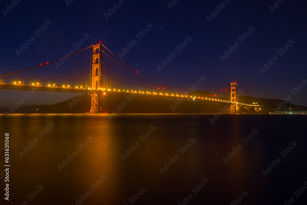 The Golden Gate Bridge in San Francisco California at night