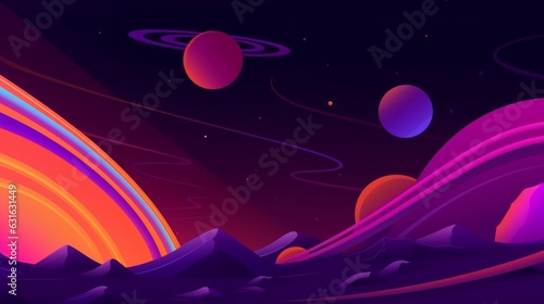 Planet vector like saturn in the style of colorful Ai generated art
