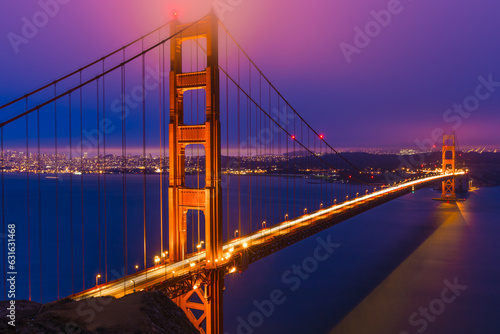 The Golden Gate Bridge in San Francisco California at night