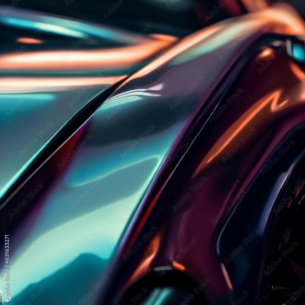 Close up of a Car's body that is very smooth and really shiny , the light is reflecting, the image has been upscaled and 100% Noise reduced