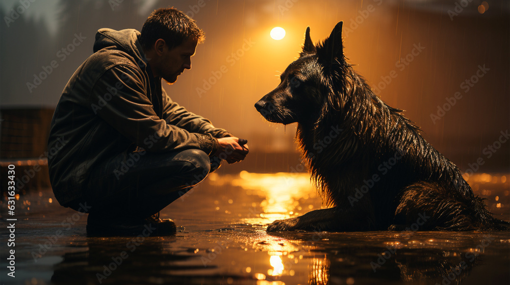 Conceptual imagery illustrates the strong bond between a dog and human ...