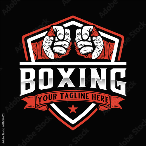 boxing sport logo. with vintage style ornaments. perfect for boxing sport
