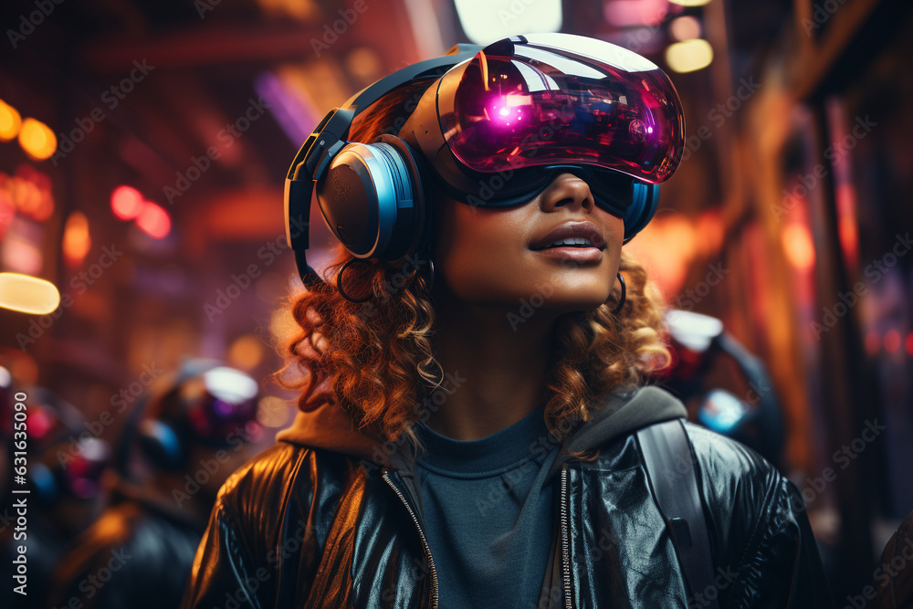 girl with vr glasses in metaverse girl with vr glasses in metaverse
