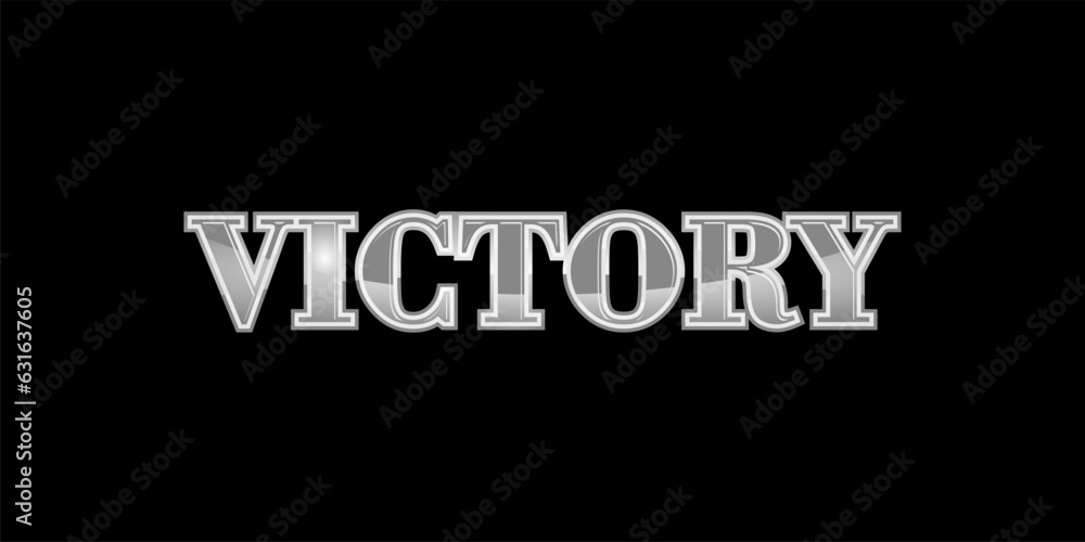 Victory text effect isolated on dark background