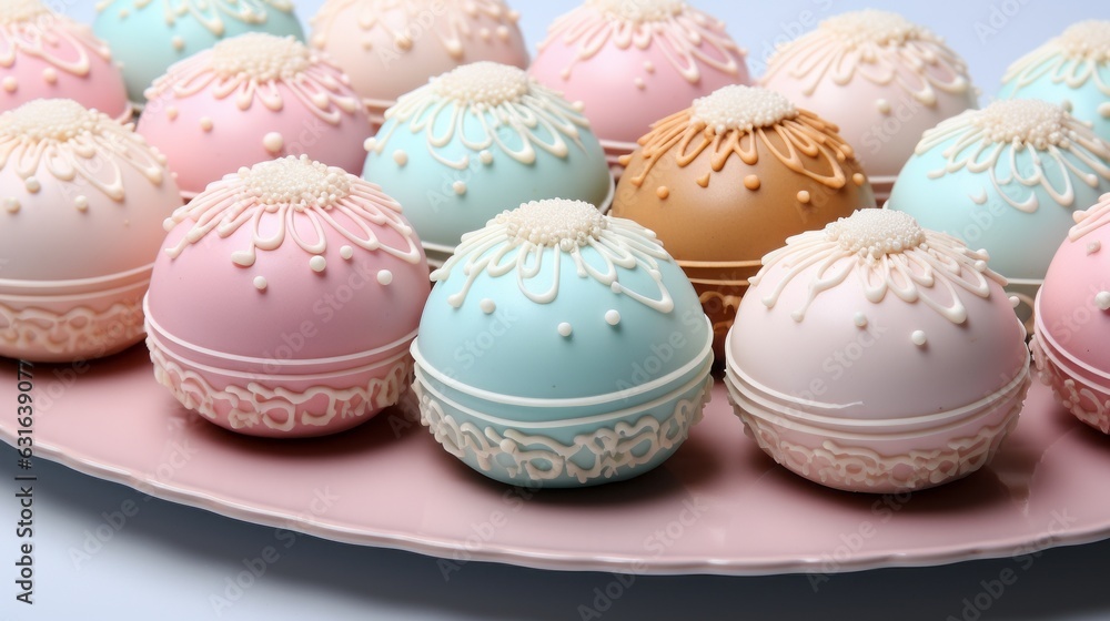Pink pastel decorated cookies. Generative AI. Pink pastel decorated cookies. Generative AI.