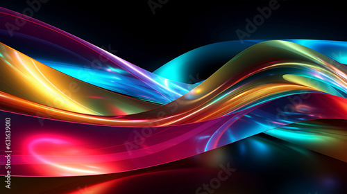 Illustration of a vibrant and abstract composition with contrasting colors against a dark background - Abstract Wallpaper Art