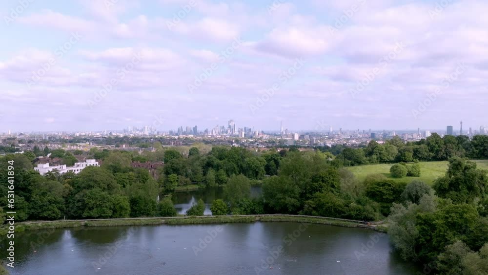 London park Hampstead heath. Aerial view on London. Summer London park Hampstead heath. Aerial view on London. Summer