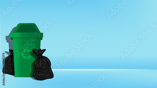clean rubbish bin plastic trash bag vector illustration