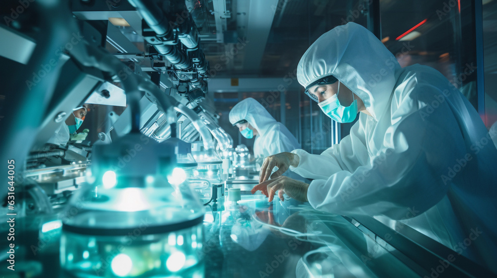 Lab Technicians in White Safety Gear Conducting Research Ideas Lab Technicians in White Safety Gear Conducting Research Ideas