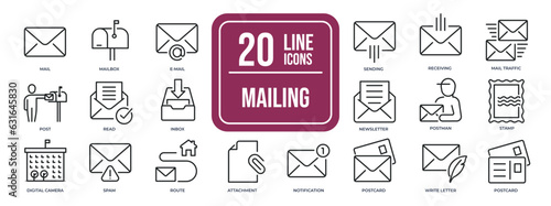Mailing thin line icons. Editable stroke. For website marketing design, logo, app, template, ui, etc. Vector illustration.
