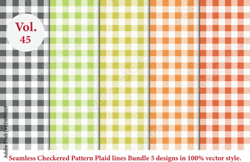 Plaid lines Pattern checkered Bundle 5 Designs Vol.45,vector Tartan seamless