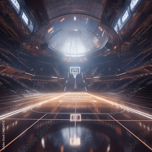 Futuristic basketball arena photo