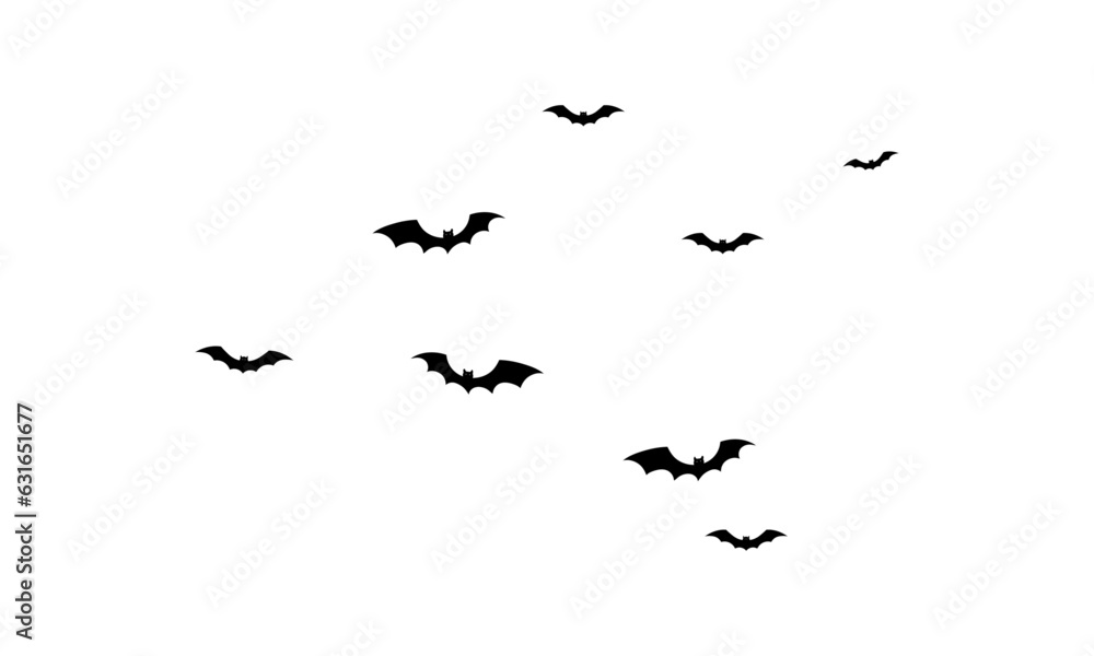 Vector halloween flying bats. spooky bats flock, creepy horror vampire winged animal vector background Vector halloween flying bats. spooky bats flock, creepy horror vampire winged animal vector background
