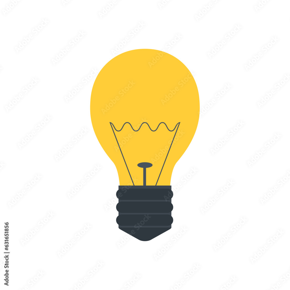Vector light bulb yellow glowing cartoon vector illustration, idea symbol Vector light bulb yellow glowing cartoon vector illustration, idea symbol