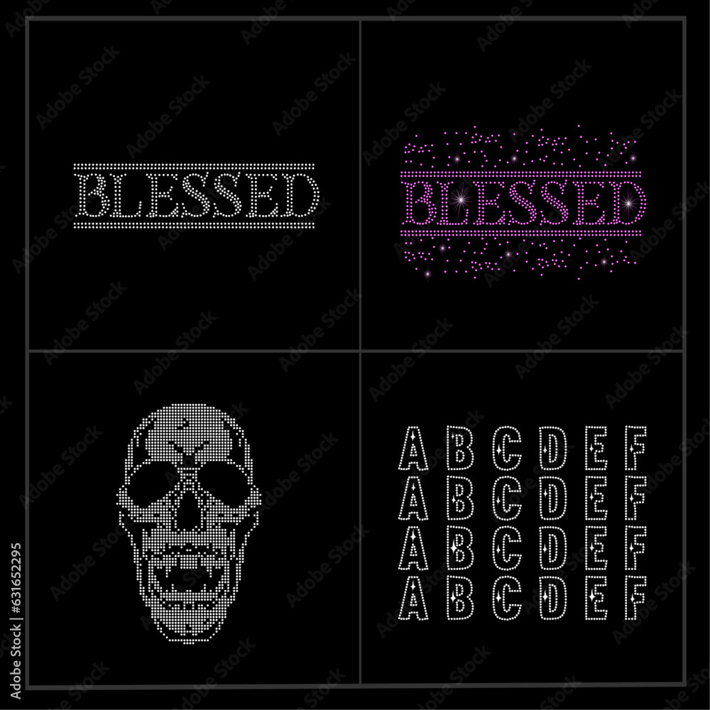 Rhinestone design (Blessed) (skull) (abcd) ss6 =2mm Rhinestone design (Blessed) (skull) (abcd) ss6 =2mm