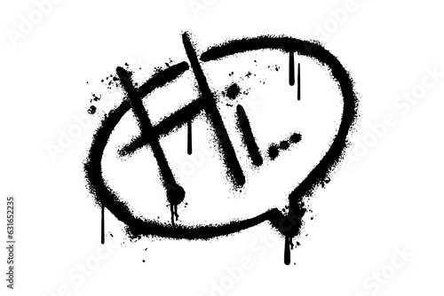 Hi text sprayed in graffiti style. Vector illustration.