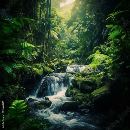 green nature river waterfall jungle paradise