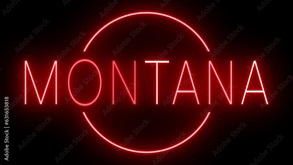 Red flickering and blinking animated neon sign for Montana Red flickering and blinking animated neon sign for Montana