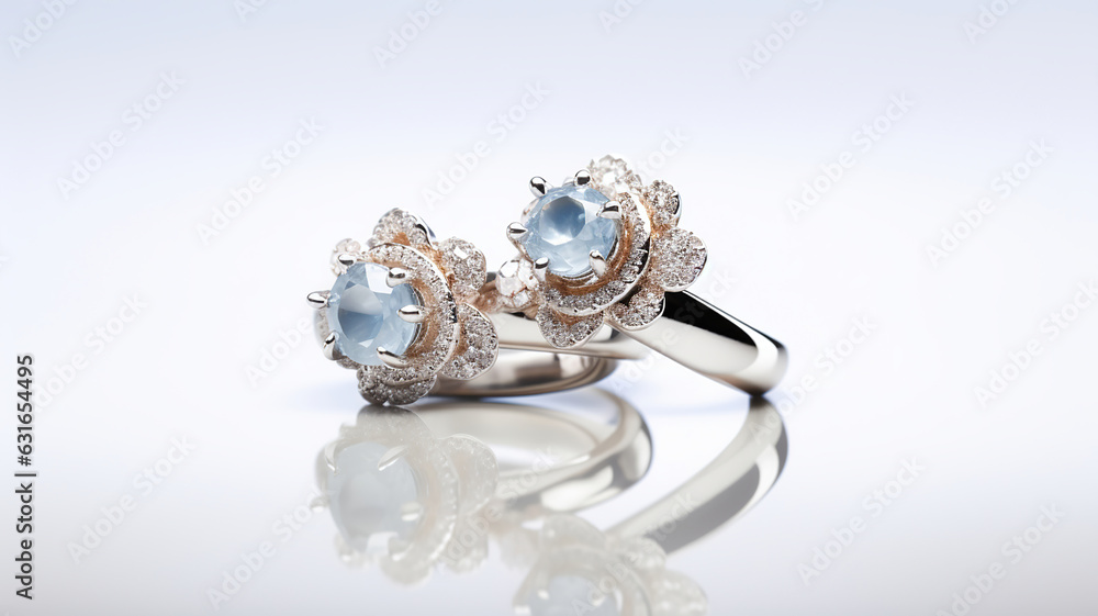 wedding ring set placed on a white background adorned with pearls wedding ring set placed on a white background adorned with pearls