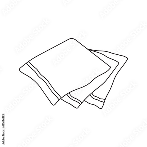 Hand drawn Kids drawing Cartoon Vector illustration microfiber cleaning towels Isolated on White Background