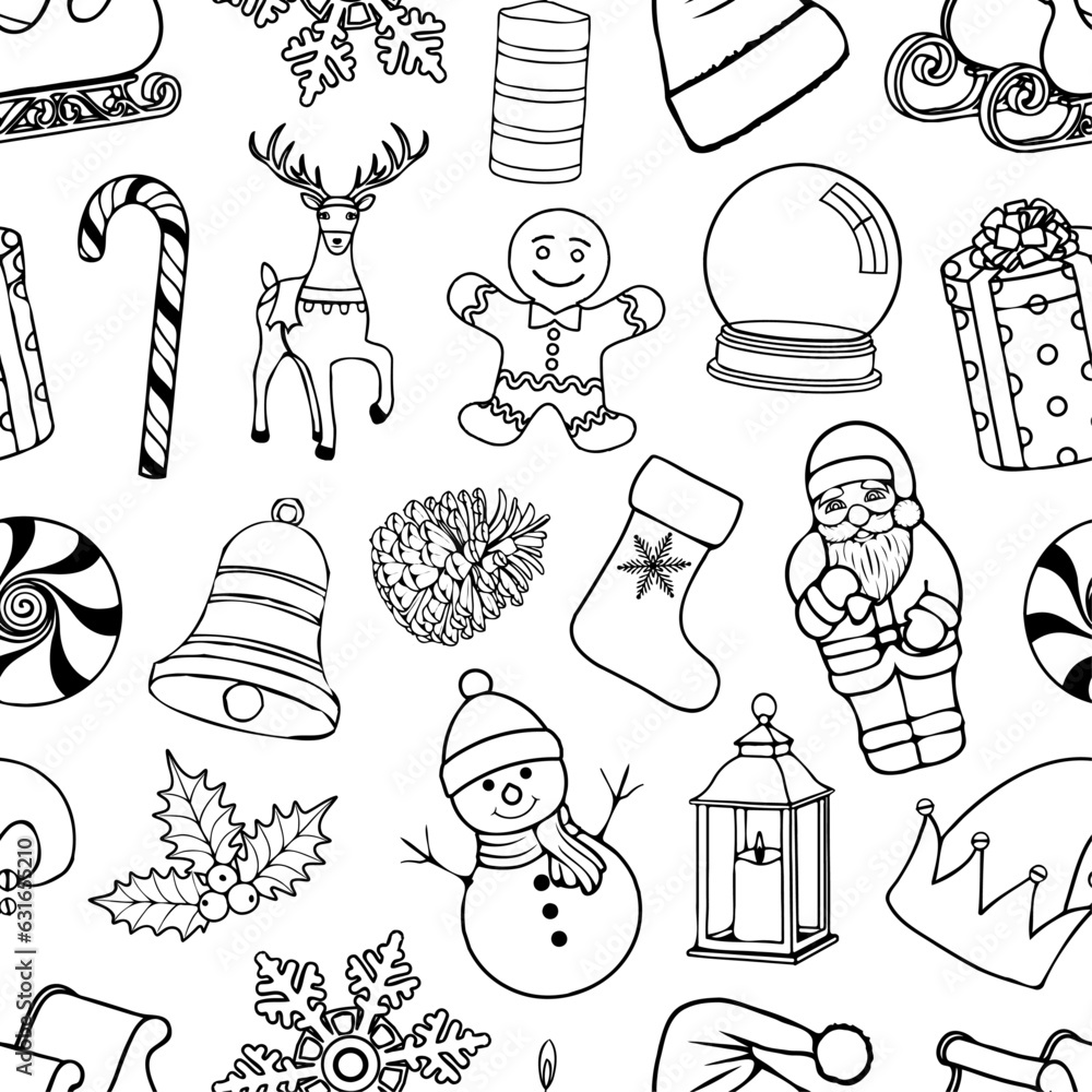 christmas seamless pattern with doodles. christmas seamless texture christmas seamless pattern with doodles. christmas seamless texture