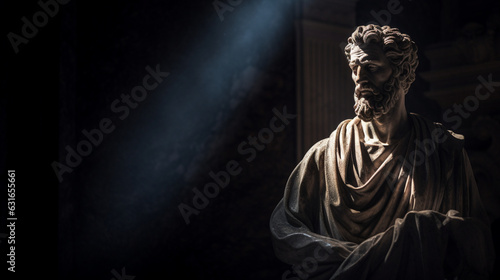 Fotografie, Obraz statue, sculpture, stoic, wise, detailed, roman, temple, man, ancient