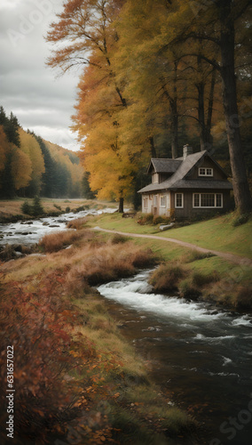 Stream running by a quaint Cottage. © Valerie