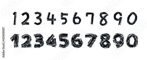 ざらついた数字　装飾セット　スタイリッシュ　文字　フォント