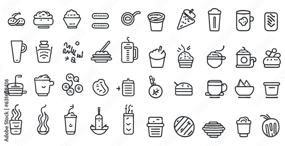 Food and drink icon collection, breakfast, delicious, nutritious, editable and resizable vector icons Food and drink icon collection, breakfast, delicious, nutritious, editable and resizable vector icons