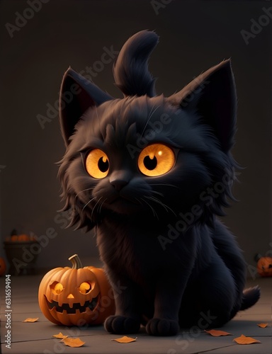 cute halloween cat with pumpkin 05