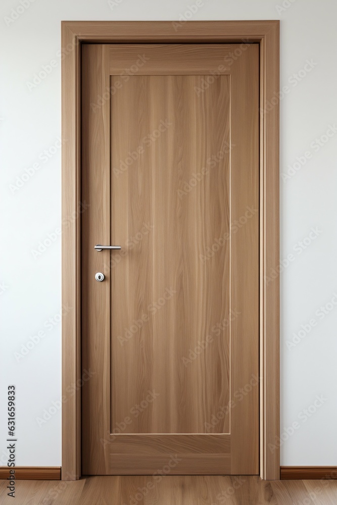 Internal Wood Door in Light Oak with Wood Frame. Generative ai