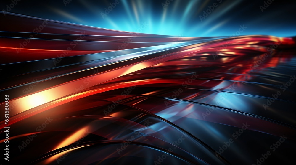 Technological Abstract Red Neon Lines Background. Generative ai Technological Abstract Red Neon Lines Background. Generative ai